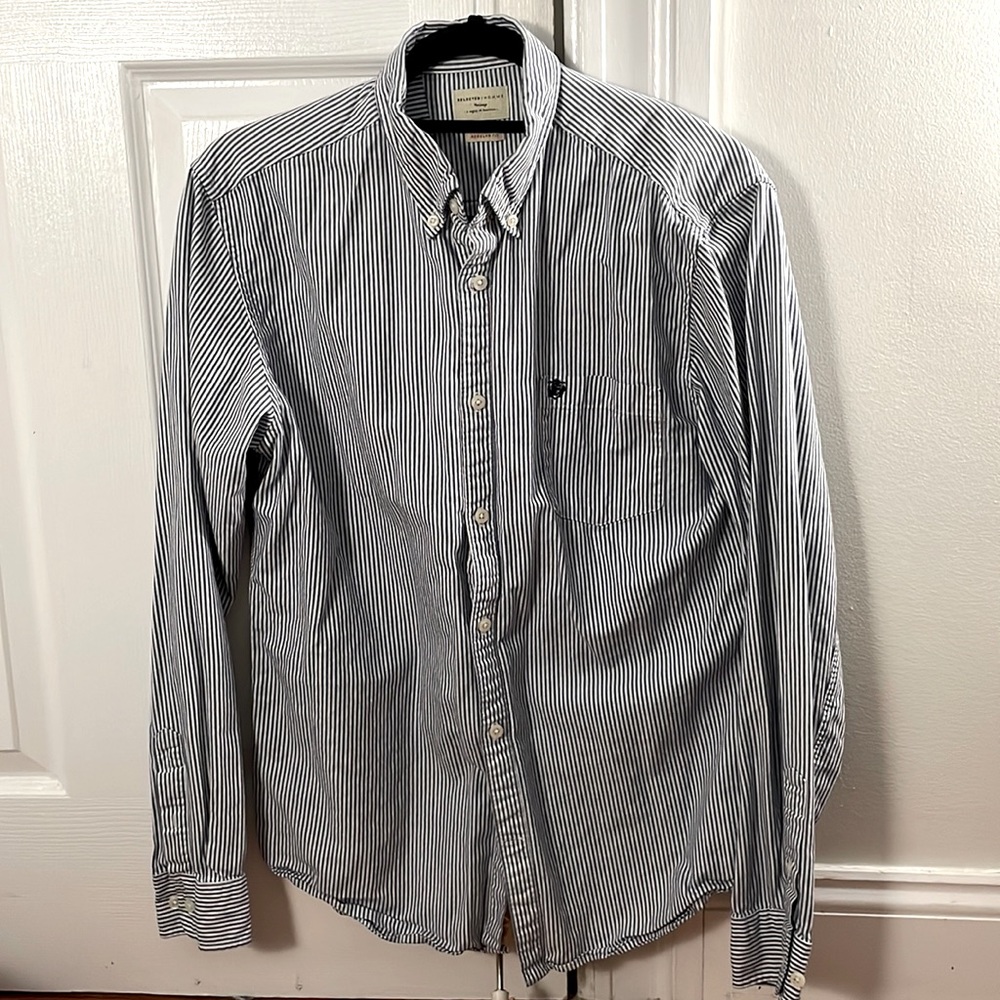 Selected Homme Men Heritage Striped Blue Shirt Medium